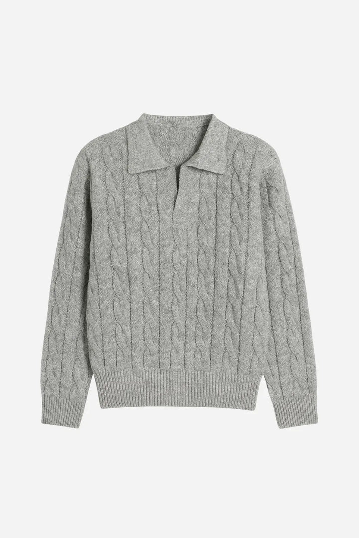 The Oslo Knit Polo – Premium Cable Sweater